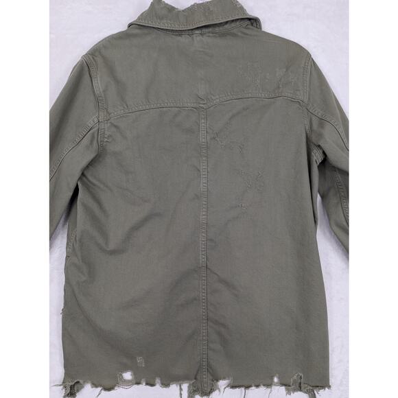 Free People Moonchild Women's Oversized Jacket Size Small Olive Green Distressed - Picture 9 of 15